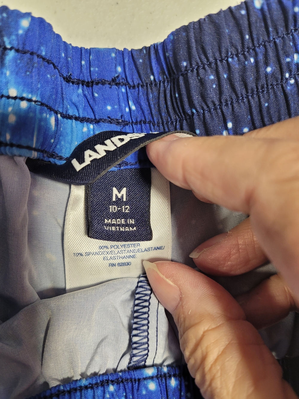Lands' End Blue Galaxy Print Shorts with Pink Trim - Picture 3 of 3